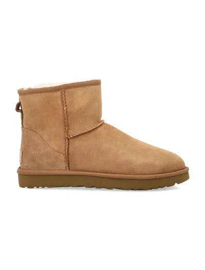 Ugg Classic Mini Ii Suede Boots With Shearling Lining In Brown