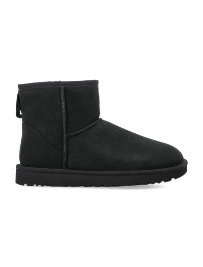 Ugg Classic Mini Ii Suede Boots With Shearling Lining In Black