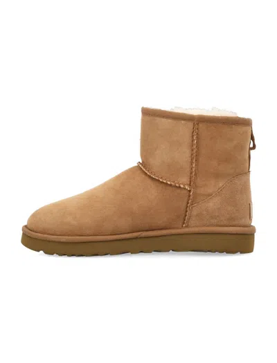 Ugg Classic Mini Ii Suede Boots With Shearling Lining In Brown