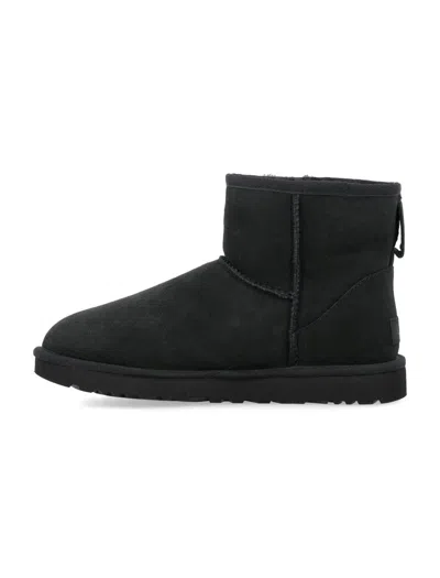 Ugg Classic Mini Ii Suede Boots With Shearling Lining In Black
