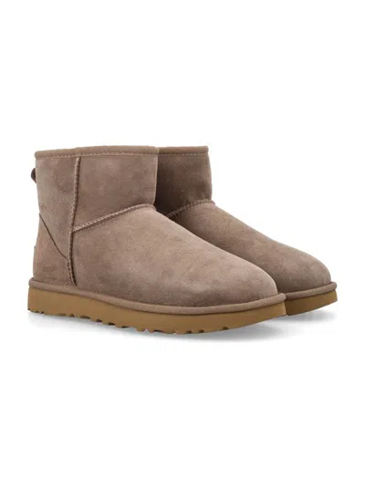 Ugg Classic Mini Ii Suede Boots With Shearling Lining In Brown