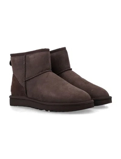 Ugg Classic Mini Ii Suede Boots With Shearling Lining In Brown