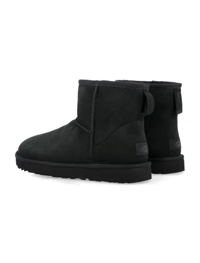 Ugg Classic Mini Ii Suede Boots With Shearling Lining In Black