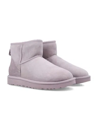 Ugg Classic Mini Ii Suede Boots With Shearling Lining In Purple