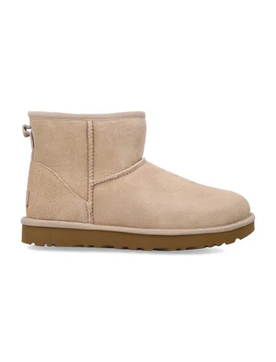 Ugg Classic Mini Ii Suede Boots With Shearling Lining In Brown