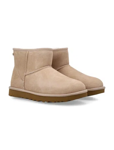 Ugg Classic Mini Ii Suede Boots With Shearling Lining In Brown