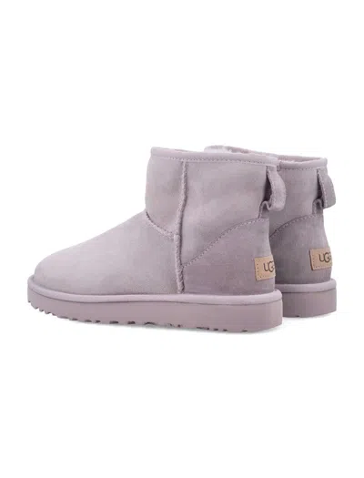 Ugg Classic Mini Ii Suede Boots With Shearling Lining In Purple