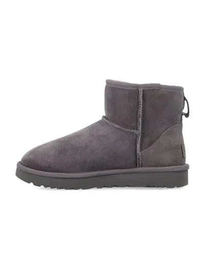 Ugg Classic Mini Ii Suede Boots With Shearling Lining In Gray