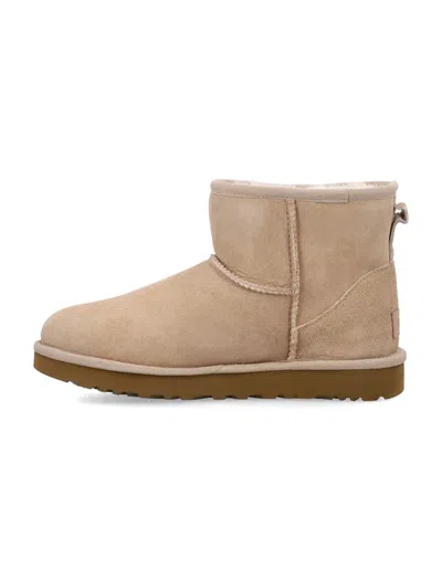Ugg Classic Mini Ii Suede Boots With Shearling Lining In Brown
