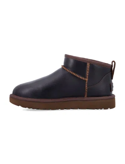 Ugg Classic Ultra Mini Leather Regenerated Boots In Black