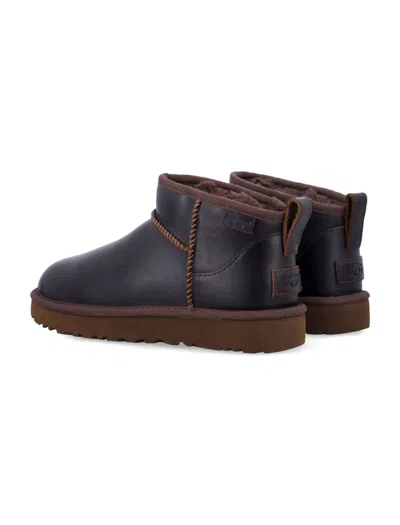 Ugg Classic Ultra Mini Leather Regenerated Boots In Black
