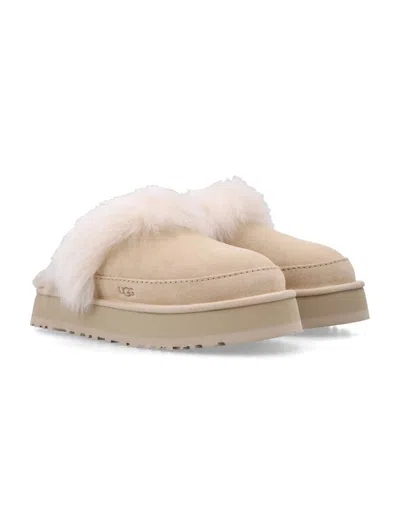 Ugg Chalet Beige Ankle Boots With Fur Design In Suede Woman In Nude