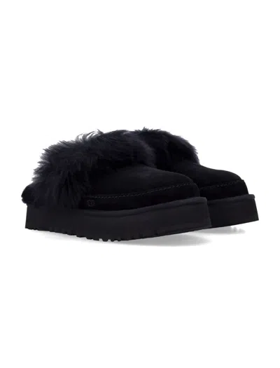 Ugg Disquette Chalet Suede And Sheepskin Slippers In Black