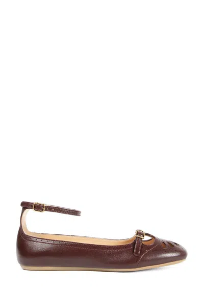 Chloé Flat Shoe With Burnished Look Made In Italy In Multi