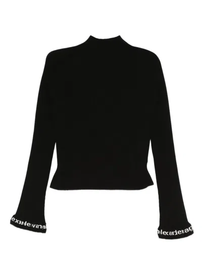 Alexander Wang Black Turtleneck Sweater With Logo Sleeves
