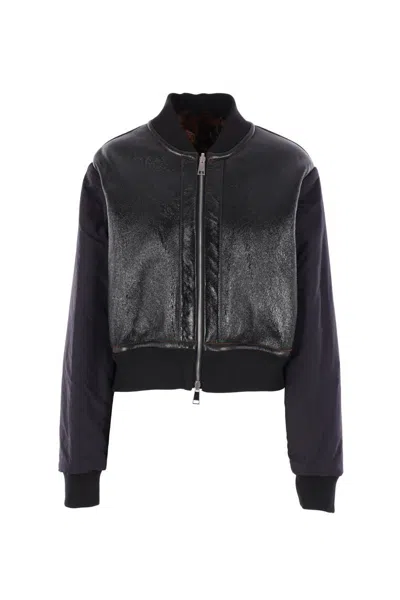 Plan C Shearling Zip Jacket In Brown