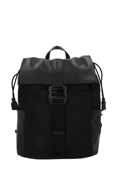 Fendi Men Nylon Flux Backpack In Black