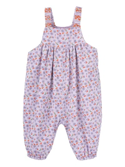 Knot Jace Floral-print Overalls In Purple