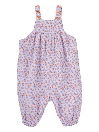 Knot Jace Floral-print Overalls In Purple