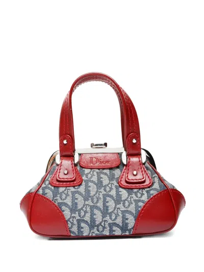 Pre-owned Dior 2005 Trotter Canvas Tote Bag In Red