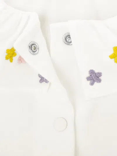 Knot Ivy Pink Embroidered Bodysuit In White