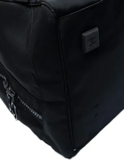 Pre-owned Chanel 2002-2003 Logo-plaque Sport Boston Bag In Black