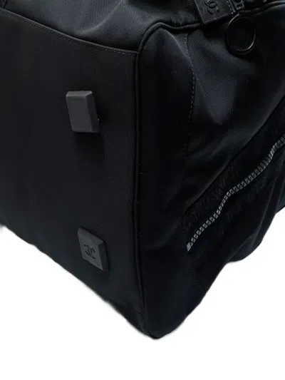 Pre-owned Chanel 2002-2003 Logo-plaque Sport Boston Bag In Black