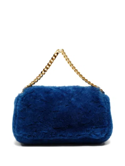 Pre-owned Fendi 2015-2025 Mini Mamma Baguette Cross-body Bag In Blue