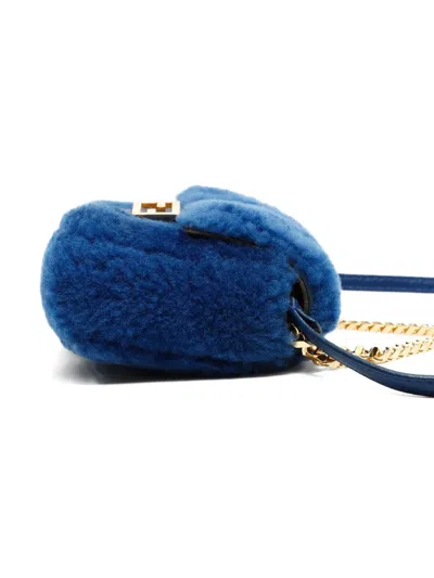 Pre-owned Fendi 2015-2025 Mini Mamma Baguette Cross-body Bag In Blue