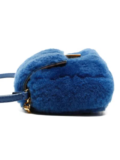 Pre-owned Fendi 2015-2025 Mini Mamma Baguette Cross-body Bag In Blue