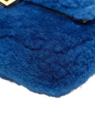 Pre-owned Fendi 2015-2025 Mini Mamma Baguette Cross-body Bag In Blue
