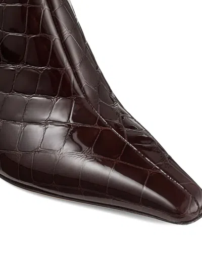 Jimmy Choo 85mm Agathe Croc-embossed Boots In Brown