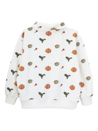 Knot Moon Journey Long-sleeve Polo Shirt In White