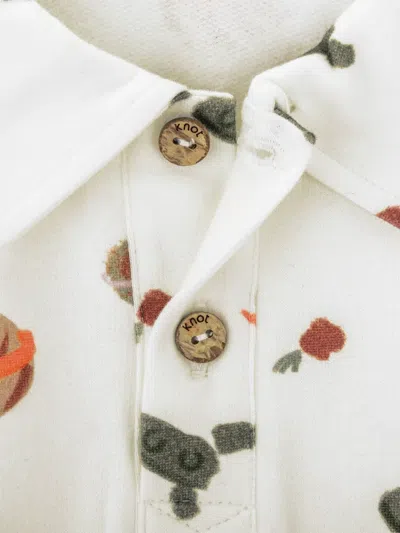 Knot Moon Journey Long-sleeve Polo Shirt In White