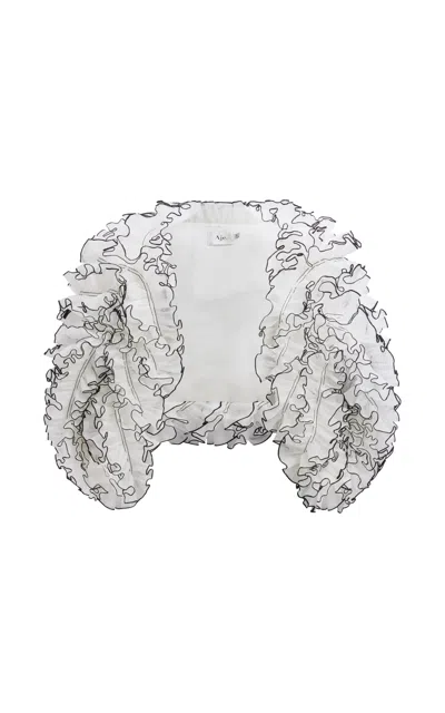 Aje Flourisha Ruffled Cape In White