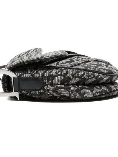 Pre-owned Dior 2002 Trotter D Charm Saddle Shoulder Bag In Black