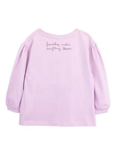 Knot Fluffy Flower Long-sleeve T-shirt In Purple