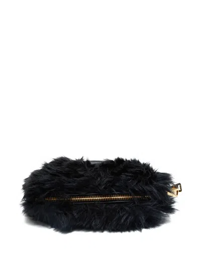 Pre-owned Miu Miu 2000-2015 Matelassé Fur Shoulder Bag In Black