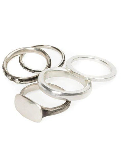 Shop Werkstatt:münchen Set Of 5 Rings - Metallic