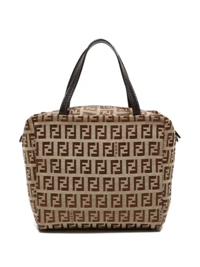 Pre-owned Fendi 1990-2000 Zucchino Pattern Handbag In Neutral