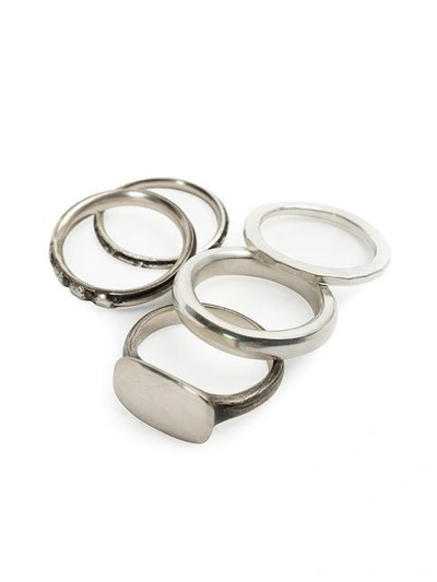 Shop Werkstatt:münchen Set Of 5 Rings - Metallic