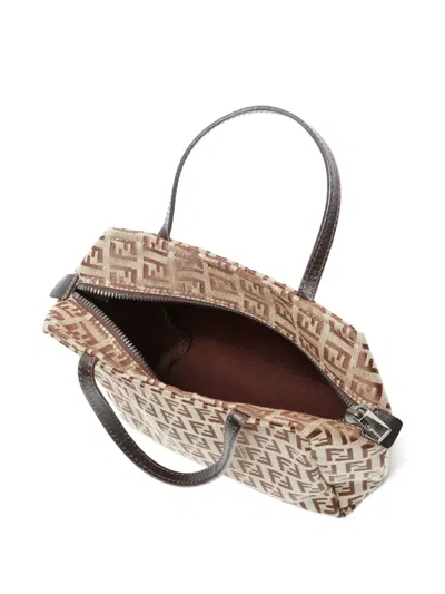 Pre-owned Fendi 1990-2000 Zucchino Pattern Handbag In Neutral