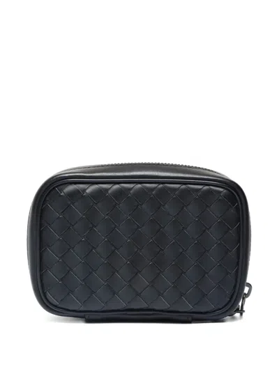 Pre-owned Bottega Veneta 2012-2024intrecciato Zip Jewelry Pouch In Black
