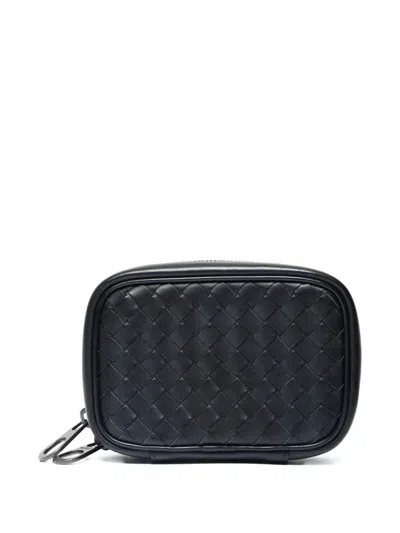 Pre-owned Bottega Veneta 2012-2024intrecciato Zip Jewelry Pouch In Black