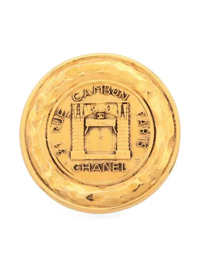 Pre-owned Chanel 1970-1980s 31 Rue Cambon Brooch In Gold