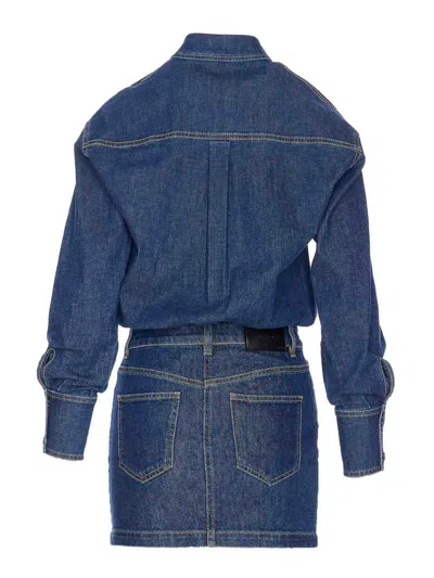 Elisabetta Franchi Blue Denim Dress In Blue