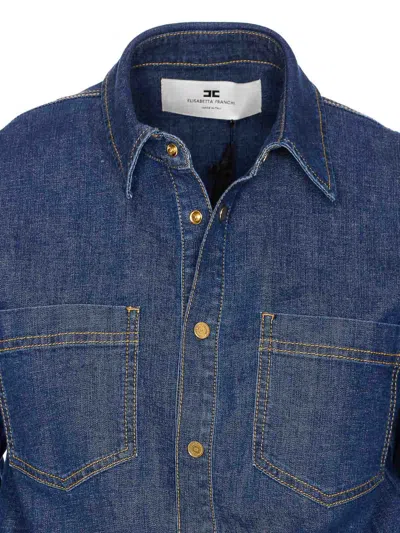 Elisabetta Franchi Blue Denim Dress In Blue