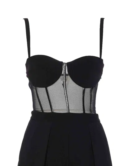 Elisabetta Franchi Tailored Jumpsuit With Corset Bodice In Black