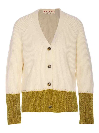 Marni Long Sleeve V-neck Knitted Cardigan In Multi