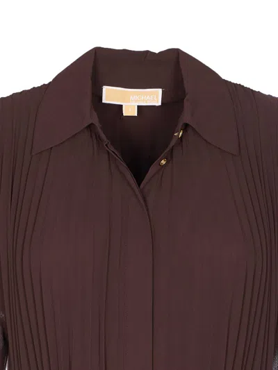 Michael Michael Kors Pleated Shirt Dress In Animal Print